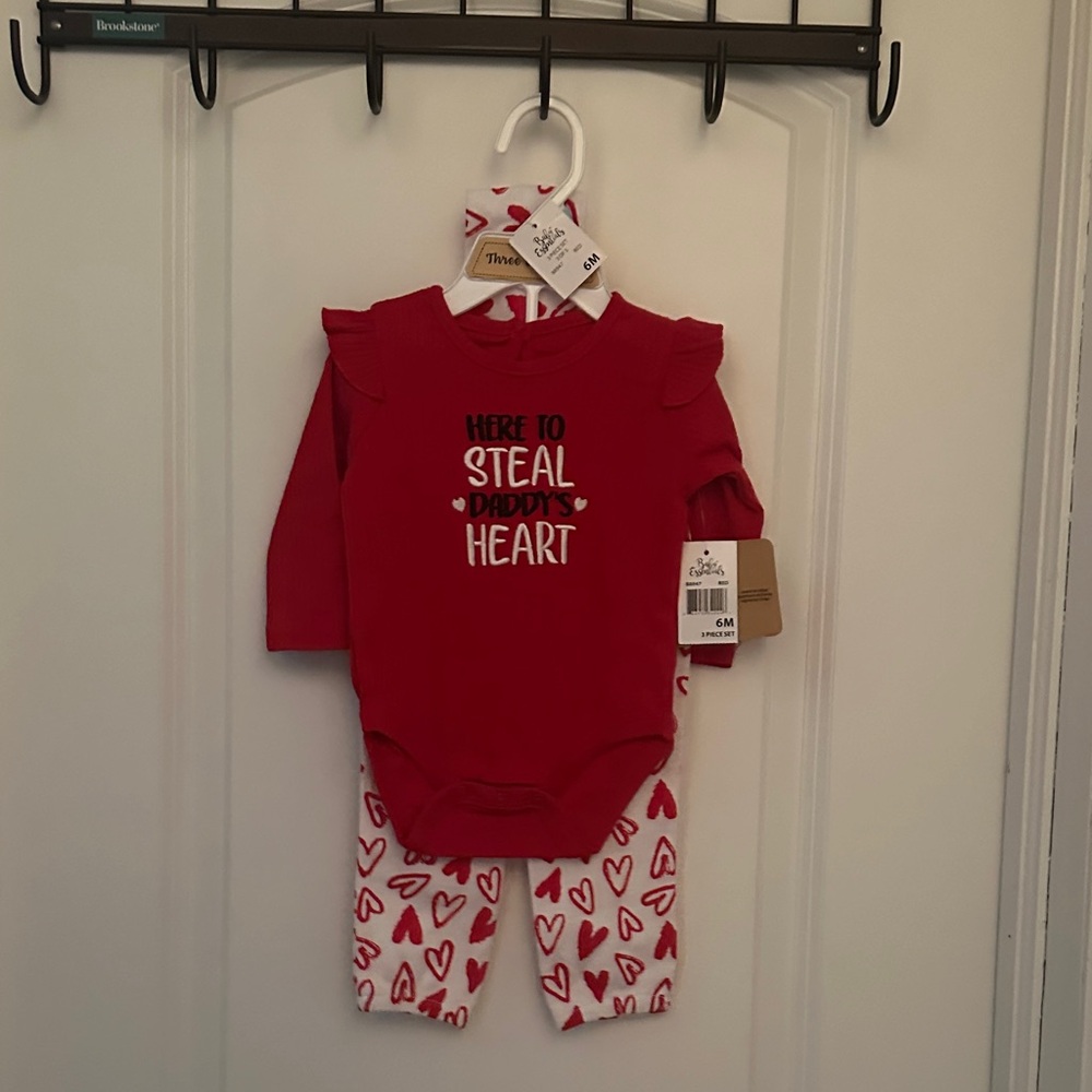 Baby Essentials Red Heart Print Baby Matching Set